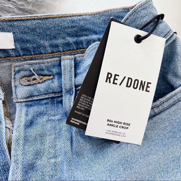 Re/Done 90s High Rise Ankle Crop in Worn Bright Blue size 27” - Picture 6 of 9